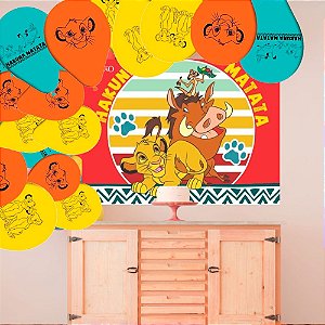 Kit festa decoração Rei Leão Painel GIGANTE + 25 Bexigas