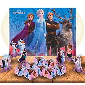 Kit festa completo 57 pçs decoração Frozen aniversário