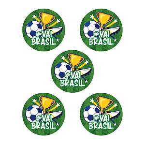 6 Apliques Porta Copos Decoração Copa Brasil 11X11cm