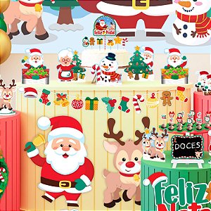 6 Display centro de mesa Decoração Natal em EVA 21x26,5cm