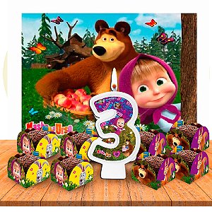 Kit festa completo 52 pçs decoração Masha e o Urso