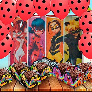 Kit Festa Completo 76 Pçs Decoração Ladybug Aniversário cor