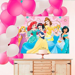Kit festa 101 pçs Decoração Princesas Painel + 100 Balões