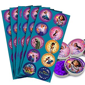 30 Adesivos Encanto Disney redondos decoração festa