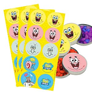 30 Adesivos Bob Esponja redondos decoração festa aniversário