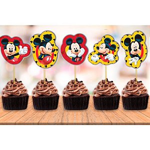 Topper Tegs para doces Decoração Mickey Mouse Disney em EVA
