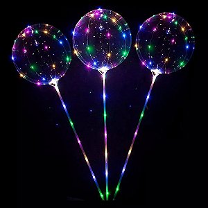 BALAO TRANSPARENTE COM LED COLORIDOS BASE AZUL UN