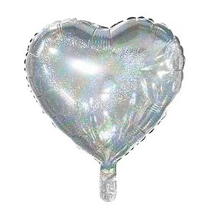 Balao metalizado 45cm coraçao nacarado decoração festa