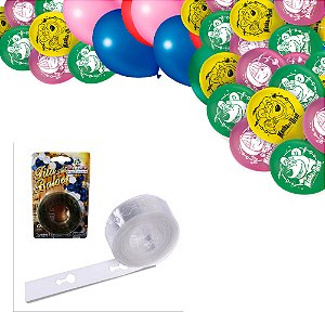 Kit Decoração Masha Arco Desconstruido Fita + 75 balões