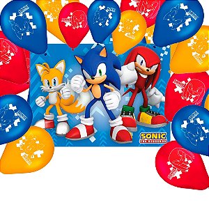 Kit festa Completo 26 pçs Decoração Sonic Aniversário