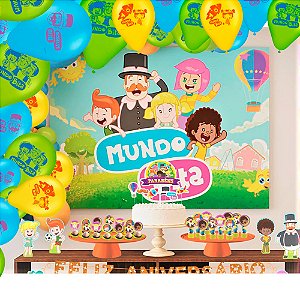 Kit Festa 26Pçs Decoração Mundo Bita Painel + 25 Bexigas