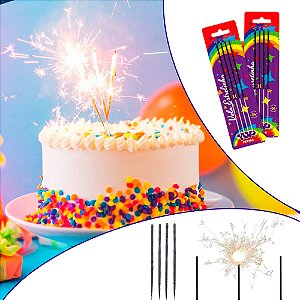 Vela Estrelinha Faíscas mais tempo Cartela com 4 unidades