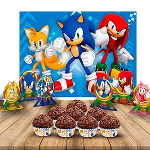 Kit festa completo 107 pçs decoração Sonic Aniversário