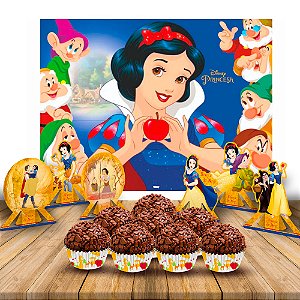 Kit festa completo 107 pçs decoração Branca de neve
