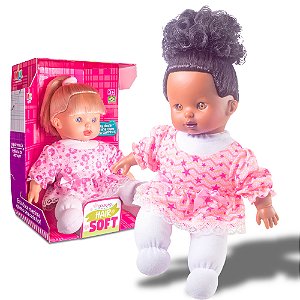 Boneca Divertida Coleção Hair Soft Negra fofinha cheirosa
