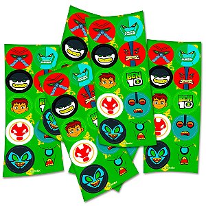 30 Adesivos Ben 10 redondo decoração festa aniversário