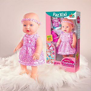 Boneca divertida Sapekinha Faz Xixi com acessórios