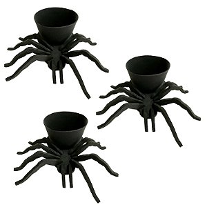 Caixa Decoração Halloween Festa Cachepo Aranha 19cm 3uni