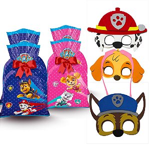 Kit Festa Patrulha Canina Decoração 8 Sacolas + 3 Mascaras