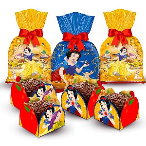 Kit Festa Branca de Neve Decoração 50 Forminhas + 12 Sacolas