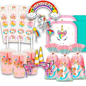 Kit festa Unicornio Decoração Aniversário completa 61 pçs
