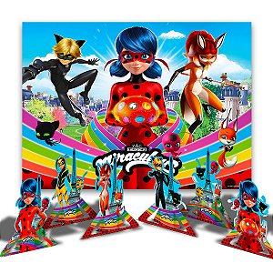 Kit Festa Ladybug Decoração Aniversário Painel + 6 Display