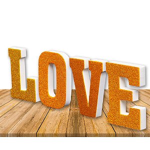 Letras Dourada LOVE Eva Gliter Luxo Fica Em Pé Decoração