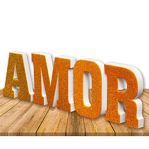 Letras Dourada AMOR EVA GLITER LUXO fica em pé Decoração