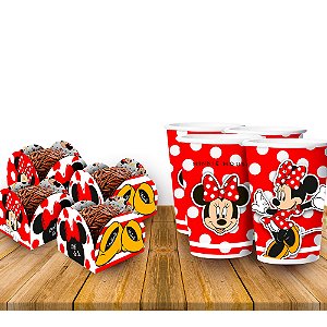 Kit Festa Minnie decoração Aniversár 50 forminhas + 12 Copos