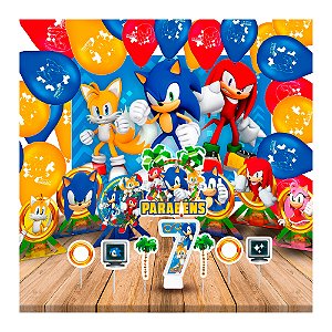 Kit Festa Sonic Decoração Topo Painel Vela N7 Balão Display