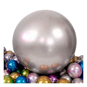 Balão Bexigão BIG 250" PRATA CROMADO Melhor festa