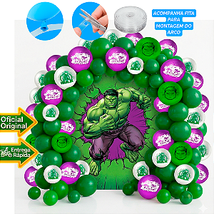Kit Festa Hulk Decoração Arco Descontruído 75 Balão + fita