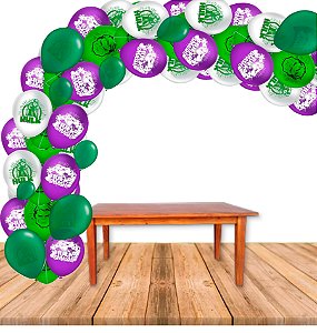 Kit Festa Hulk Decoração Arco Descontruído 75 Balão + fita