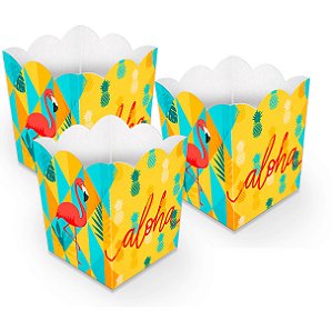 Cachepot Papel Decoração Flamingo Festa Completa 8 und