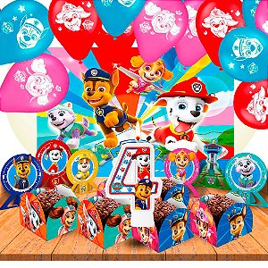 Kit festa 133 itens completos Decoração patrulha canina 4Ano