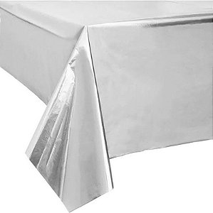 TOALHA DE MESA METALIZADA PARA FESTA - PRATA 1,37 x 1,83m