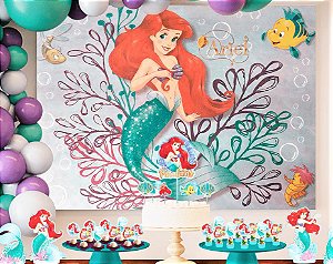 Painel Gigante Decoração Ariel Festa Aniversário 1,40m