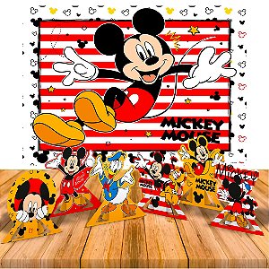 Kit Festa Mickey Mouse Decoração Painel Gigante + 6 Display