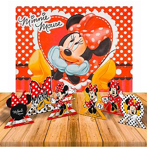 Kit Festa Minnie Mouse Decoração Painel Gigante + Display