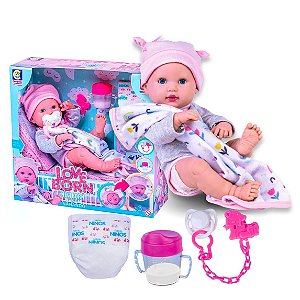 Boneca Bebê Love Born Neném Nanando Com Acessórios 35Cm