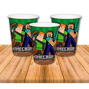 Copos Decoração MINECRAFT festa 240ML 8Un mais Resistente