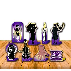 8 Display de mesa Decoração Wandinha festa aniversário