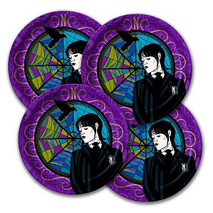 Pratos Decoração Wandinha festa aniversário 8 uni 18cm