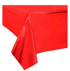 TOALHA DE MESA METALIZADA PARA FESTA  VERMELHA 1,37x1,83m
