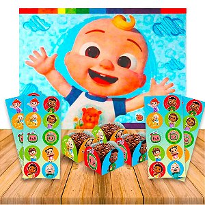 Kit festa completo 81pçs decoração Cocomelon aniversário
