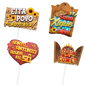4 PLAQUINHAS DIVERTIDAS PARA FOTOS DECORAÇÃO ARRAIA JUNINA