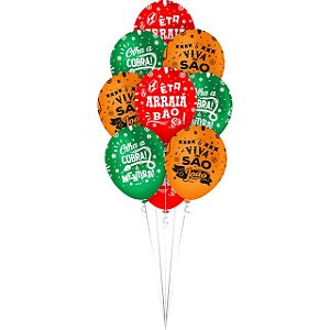 Kit Balão Bexigas Arraia Decoração Festa Junina 12 pol" 10un