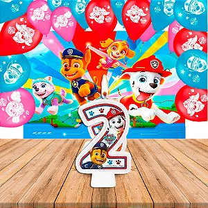 Kit festa Patrulha canina Vela 2 + Balão + Painel GIGANTE
