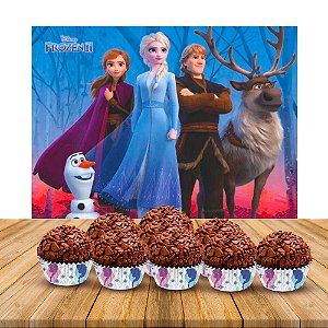 Kit Festa Frozen Decoração 100 Forminnhas + Painel Gigante