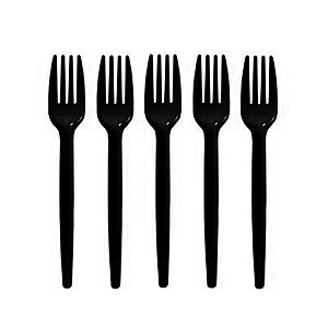 25 GARFO DESCARTAVEL PLASTICO SOBREMESA PRETO